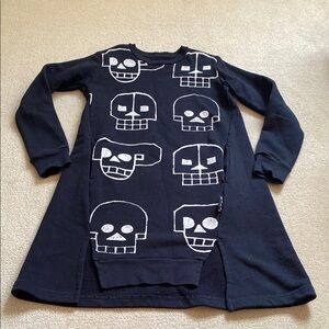 Black Skull Print Kids Dress